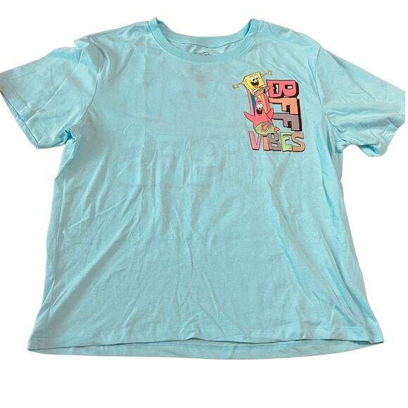 SpongeBob SquarePants BFF GOOD VIBES Womens Size XXL (20) Aqua Blue T-Shirt - Picture 3 of 10